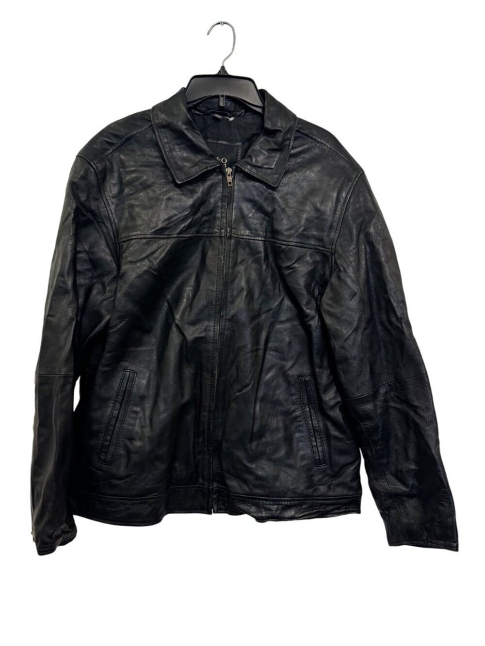 R&O Brand Black Leather Jacket By Reilly Olmes Mens Size L Zipper Front